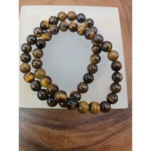 1 Handmade 8mm Mixed Natural Gemstone Tigers Eye Stretchy Bracelet Reiki Chakra
